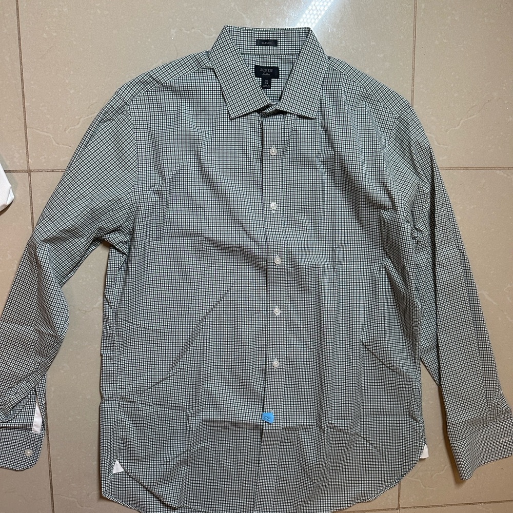 J. Crew Men's Checkered Shirt - Black and White